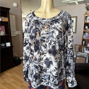 Denim & Co Active multicolored long scrunched sleeves sweatshirt-M